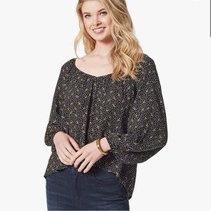 Jessica Simpson Danica On The Move Black Tie Back Long Sleeve Hi-Low Top XL NWT